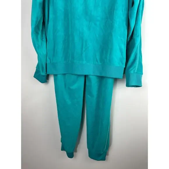 Juicy Couture Y2K Terry Velour Track Jacket Pants Teal Rhinestone J Jogger Set L - Picture 14 of 16
